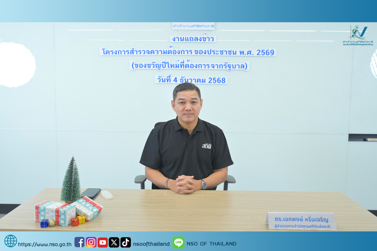 “ สำนักงานสถิติแห่งชาติ ชี้ ประชาชนต้องการให้รัฐบาล “แก้ปัญหาค่าครองชีพ” เพื่อเป็นของขวัญ ปีใหม่ 69 มากที่สุด”